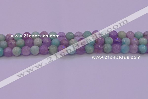 CNA683 15.5 inches 10mm faceted round lavender amethyst & amazonite beads