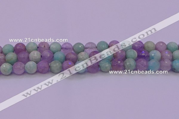 CNA684 15.5 inches 12mm faceted round lavender amethyst & amazonite beads