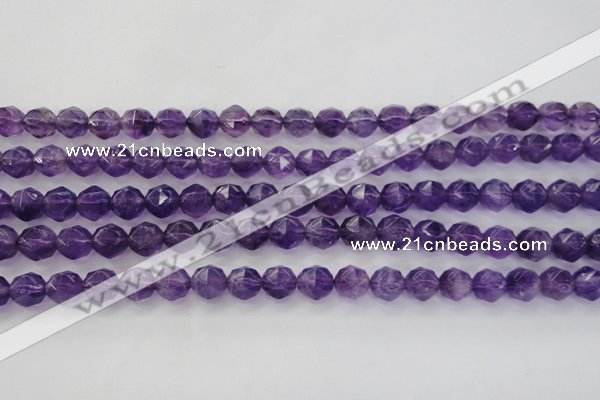 CNA69 15.5 inches 8mm faceted round natural amethyst beads