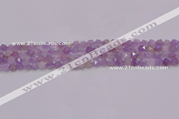 CNA691 15.5 inches 6mm faceted nuggets lavender amethyst beads