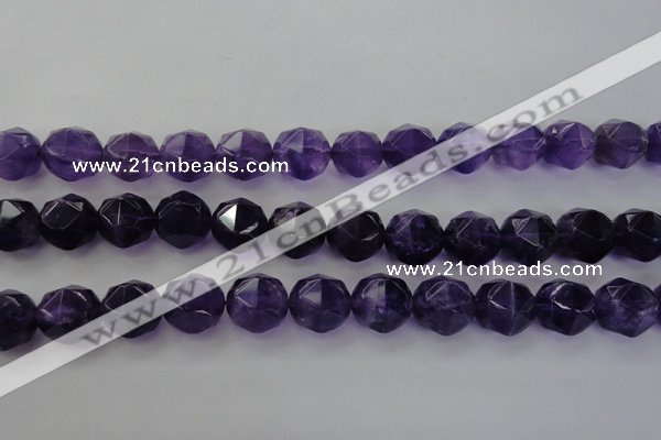 CNA71 15.5 inches 12mm faceted round natural amethyst beads