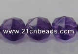 CNA72 15.5 inches 14mm faceted round natural amethyst beads