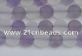 CNA736 15.5 inches 6mm round matte amethyst & white crystal beads