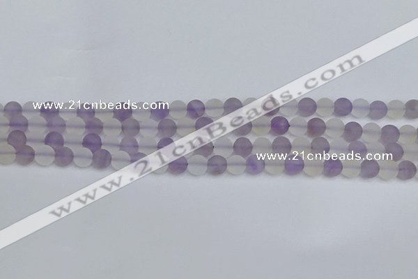 CNA736 15.5 inches 6mm round matte amethyst & white crystal beads