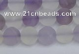 CNA737 15.5 inches 8mm round matte amethyst & white crystal beads