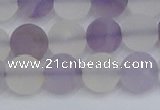 CNA738 15.5 inches 10mm round matte amethyst & white crystal beads