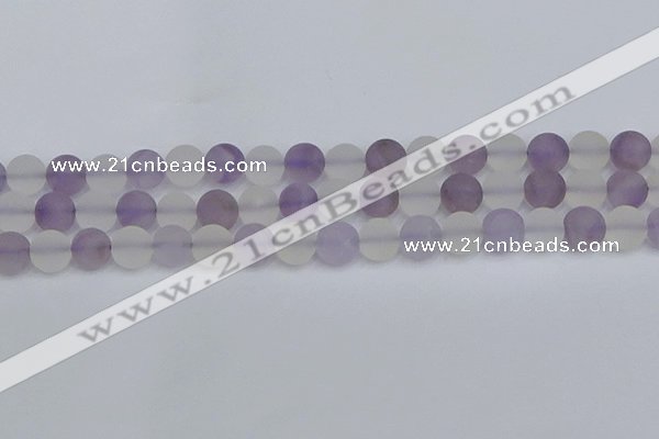 CNA738 15.5 inches 10mm round matte amethyst & white crystal beads