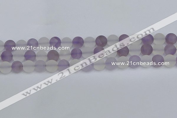 CNA739 15.5 inches 12mm round matte amethyst & white crystal beads