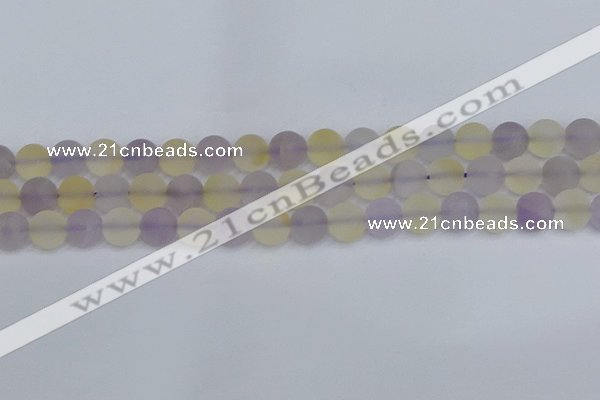 CNA743 15.5 inches 10mm round matte amethyst & citrine beads