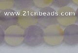 CNA744 15.5 inches 12mm round matte amethyst & citrine beads