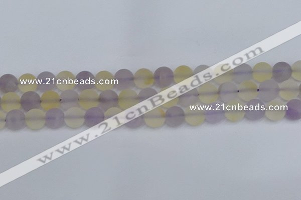 CNA744 15.5 inches 12mm round matte amethyst & citrine beads