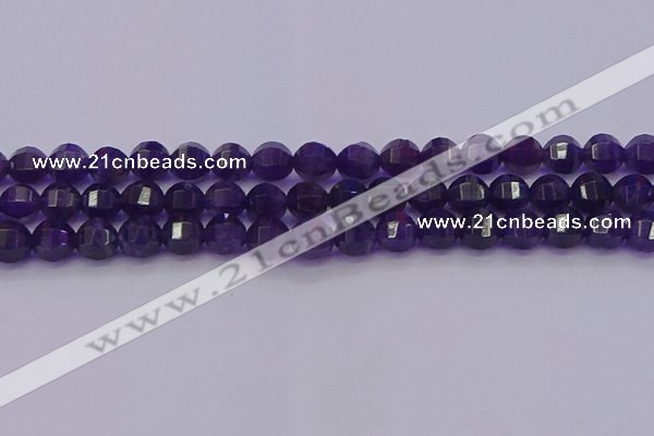 CNA752 15.5 inches 8mm faceted round natural amethyst beads