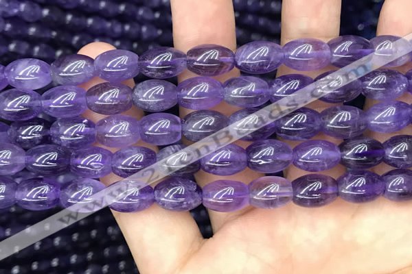 CNA771 15.5 inches 8*11mm rice amethyst gemstone beads