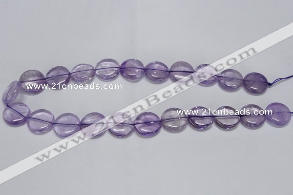 CNA820 15.5 inches 10mm flat round natural light amethyst beads