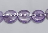 CNA821 15.5 inches 12mm flat round natural light amethyst beads