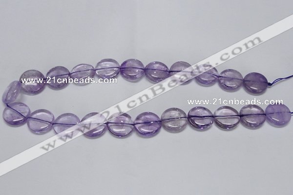 CNA823 15.5 inches 16mm flat round natural light amethyst beads