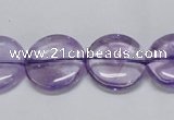 CNA824 15.5 inches 18mm flat round natural light amethyst beads