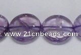 CNA825 15.5 inches 20mm flat round natural light amethyst beads