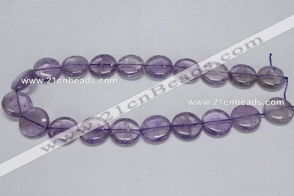 CNA825 15.5 inches 20mm flat round natural light amethyst beads