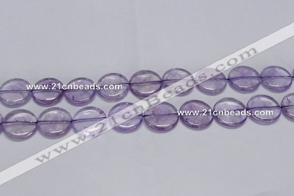 CNA826 15.5 inches 25mm flat round natural light amethyst beads