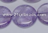 CNA827 15.5 inches 30mm flat round natural light amethyst beads