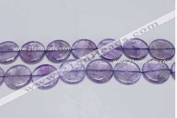 CNA828 15.5 inches 35mm flat round natural light amethyst beads