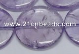 CNA829 15.5 inches 40mm flat round natural light amethyst beads