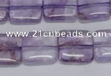 CNA841 15.5 inches 12mm square natural light amethyst beads