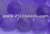 CNA915 15.5 inches 14mm round matte amethyst gemstone beads