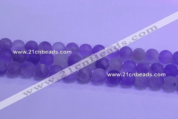 CNA915 15.5 inches 14mm round matte amethyst gemstone beads