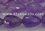 CNA922 15.5 inches 15*20mm faceted teardrop natural amethyst beads