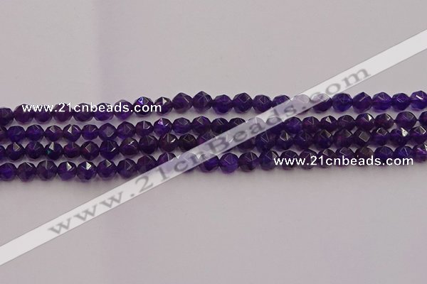 CNA936 15.5 inches 6mm faceted nuggets amethyst gemstone beads