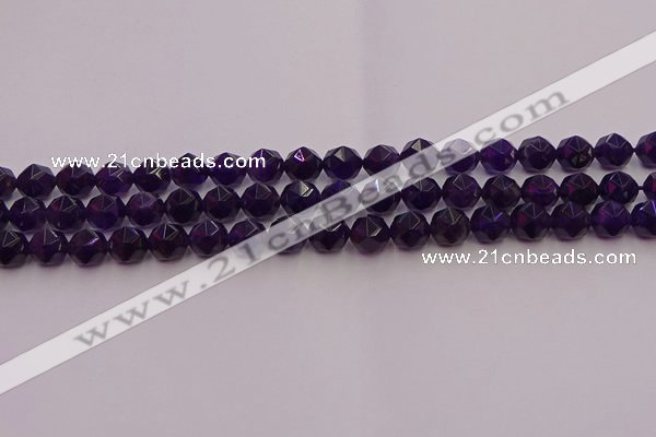 CNA937 15.5 inches 8mm faceted nuggets amethyst gemstone beads