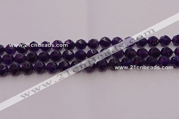 CNA938 15.5 inches 10mm faceted nuggets amethyst gemstone beads