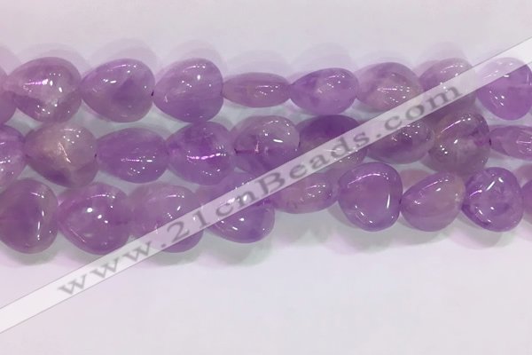 CNA984 15.5 inches 12*12mm heart natural lavender amethyst beads