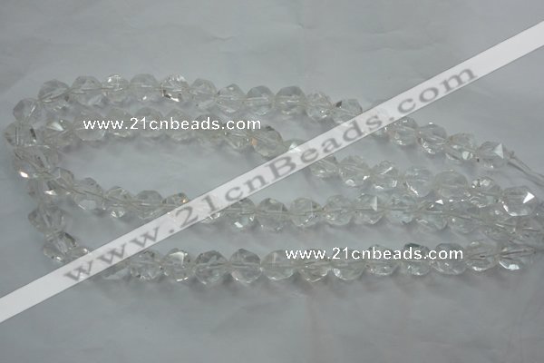 CNC103 15 inches 12mm faceted nuggets white crystal beads