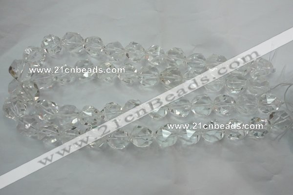 CNC104 15 inches 14mm faceted nuggets white crystal beads