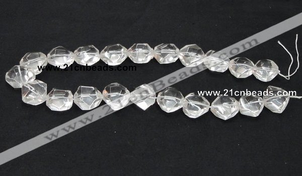 CNC18 20*22mm faceted nugget grade AB natural white crystal beads