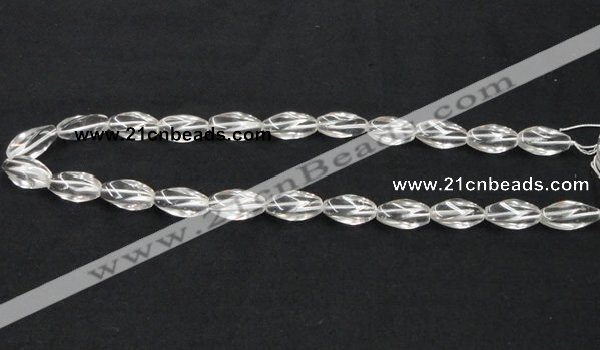 CNC20 8*18mm twisted rice grade AB natural white crystal beads