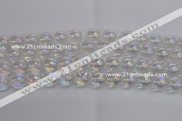 CNC205 15.5 inches 14mm round AB-color white crystal beads