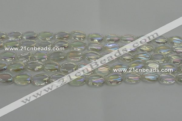 CNC216 15.5 inches 10*14mm oval AB-color white crystal beads