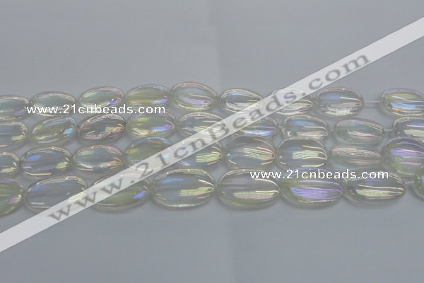 CNC218 15.5 inches 18*25mm oval AB-color white crystal beads