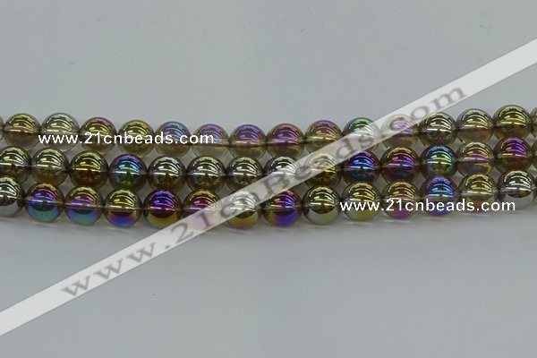 CNC264 15.5 inches 10mm round plated natural white crystal beads