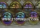 CNC266 15.5 inches 14mm round plated natural white crystal beads