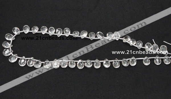 CNC30 8*12mm briolette grade AB natural white crystal beads wholesale