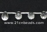 CNC31 8*12mm faceted teardrop grade AB natural white crystal beads