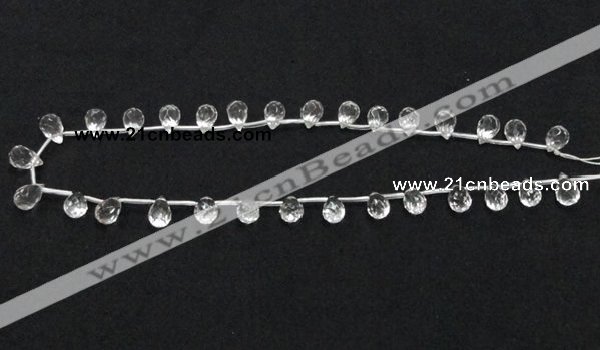 CNC31 8*12mm faceted teardrop grade AB natural white crystal beads