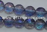 CNC312 15.5 inches 8mm faceted round AB-color white crystal beads