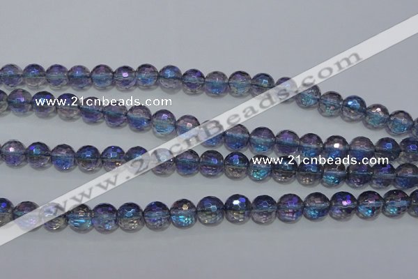 CNC312 15.5 inches 8mm faceted round AB-color white crystal beads