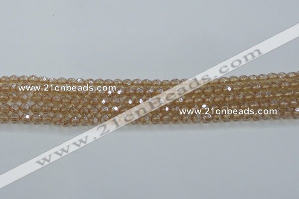 CNC516 15.5 inches 4mm faceted round dyed natural white crystal beads